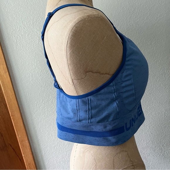 SOLD UNDER ARMOUR sz XL Blue Sports Bra Seamless Low Long Line 1357232 - Picture 3 of 10